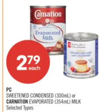 Shoppers Drug Mart PC SWEETENED CONDENSED (300mL) or CARNATION EVAPORATED (354mL) MILK offer