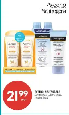 Shoppers Drug Mart AVEENO, NEUTROGENA DUO PACKS or LOTIONS offer
