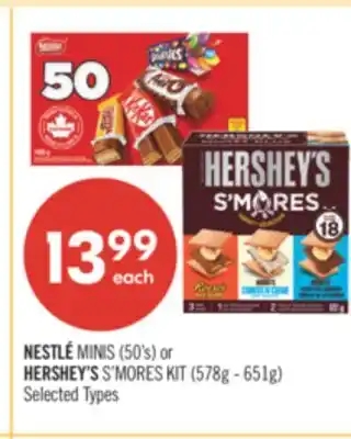 Shoppers Drug Mart NESTLÉ MINIS (50's) or HERSHEY'S S'MORES KIT (578g - 651g) offer