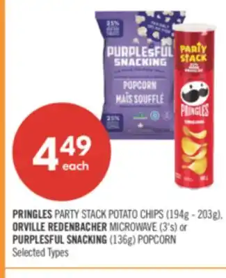 Shoppers Drug Mart PRINGLES PARTY STACK POTATO CHIPS (194g - 203g), ORVILLE REDENBACHER MICROWAVE (3's) or PURPLESFUL SNACKING (136g) POPCORN offer