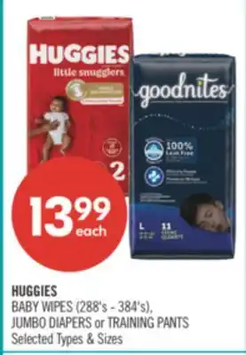 Shoppers Drug Mart HUGGIES BABY WIPES 288'S -384'S JUMBO DIAPERS OR TRAINING PANTS offer