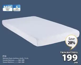 JYSK F15 Memory foam mattress offer