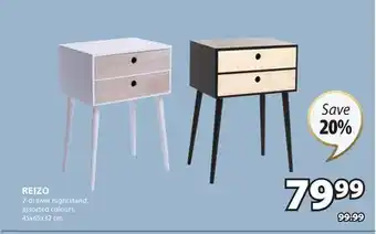 JYSK REIZO 2-drawer nightstand offer