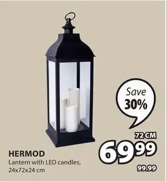 JYSK HERMOD Lantern with LED candles offer