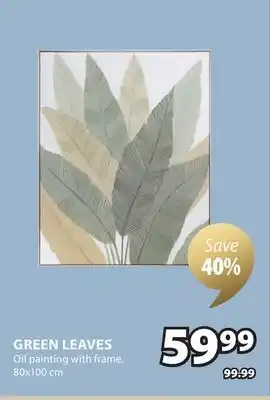 JYSK GREEN LEAVES Oil painting with frame offer