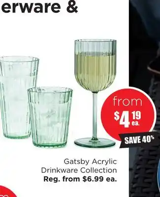 Kitchen Stuff Plus Gatsby Acrylic Drinkware Collection offer