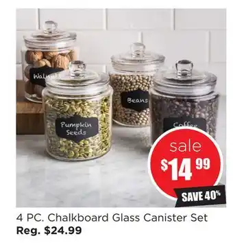 Kitchen Stuff Plus 4 PC. Chalkboard Glass Canister Set offer