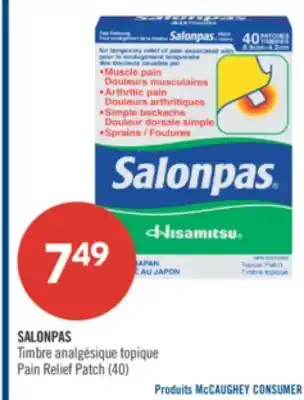 Pharmaprix SALONPAS Pain Relief Patch offer