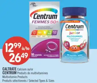 Pharmaprix CALTRATE CALCIUM OR CENTRUM MULTIVITAMIN PRODUCTS offer