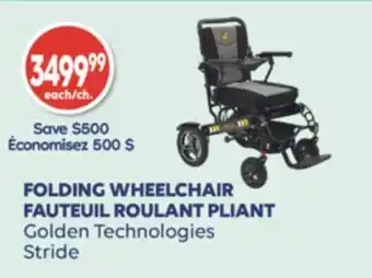 Wellwise by Shoppers FAUTEUIL ROULANT PLIANT Golden Technologies Stride offer