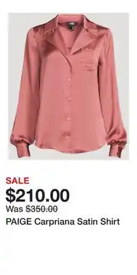 Holt Renfrew PAIGE Carpriana Satin Shirt offer