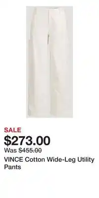 Holt Renfrew VINCE Cotton Wide-Leg Utility Pants offer