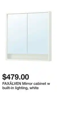 IKEA FAXÄLVEN Mirror cabinet w built-in lighting, white offer