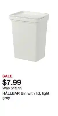 IKEA HÅLLBAR Bin with lid, light gray offer