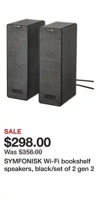 IKEA SYMFONISK Wi-Fi bookshelf speakers, black/set of 2 gen 2 offer