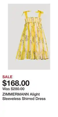 Holt Renfrew ZIMMERMANN Alight Sleeveless Shirred Dress offer