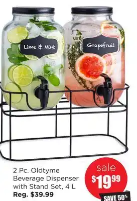 Kitchen Stuff Plus 2 Pc. Oldtyme Beverage Dispenser with Stand Set, 4 L offer
