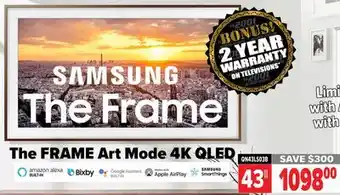2001 Audio Video SAMSUNG The FRAME Art Mode 4K QLED offer