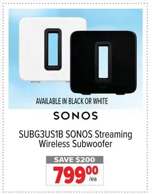 2001 Audio Video SONOS Streaming Wireless Subwoofer offer