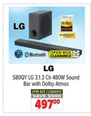 2001 Audio Video LG 3.1. 3 Ch 480W Sound Bar with Dolby Atmos offer