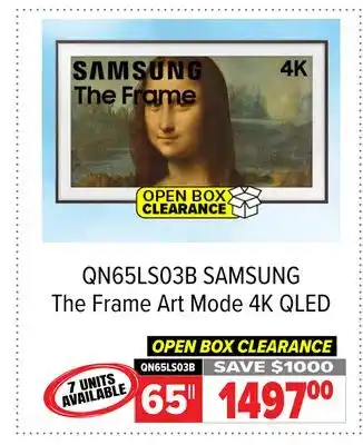 2001 Audio Video SAMSUNG The Frame Art Mode 4K QLED offer