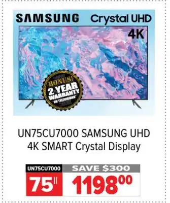 2001 Audio Video SAMSUNG 75|| UHD 4K SMART Crystal Display offer