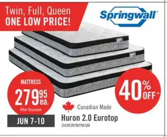 The Brick Springwall Huron 2.0 Eurotop Twin Mattress offer