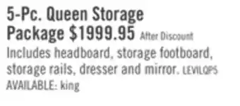 The Brick Levi 5-Piece Queen Storage Bedroom Package offer