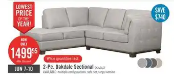 The Brick Oakdale 2-Piece Linen-Look Fabric Left-Facing Sectional - Light Grey offer