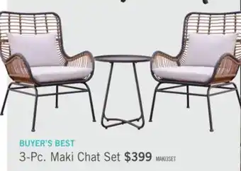 The Brick Maki 3-Piece Outdoor Patio Conversation Set with 2 Chairs & Round Metal End Table - Hand-Woven Resin Wicker, UV & Weather Res offer