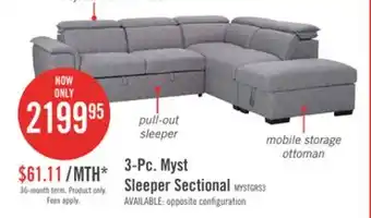 The Brick Myst 3-Piece Right-Facing Linen-Look Fabric Sleeper Sectional - Ash offer