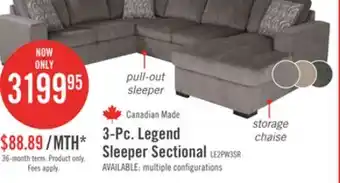 The Brick Legend 3-Piece Right-Facing Chenille Sleeper Sectional Sofa - Pewter offer