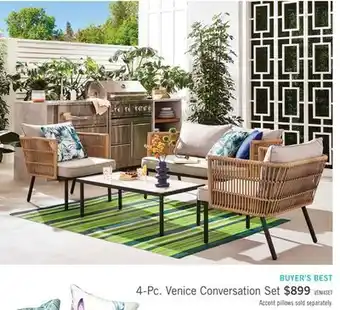 The Brick Venice 4-Piece Outdoor Patio Conversation Set with Loveseat, 2 Chairs and Ceramic Top Coffee Table - Hand-Woven Resin Wicker, offer