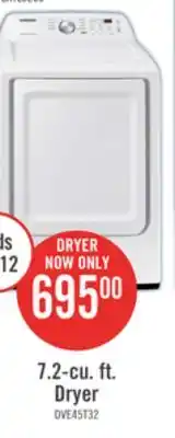 The Brick Samsung 7.2 Cu. Ft. Electric Dryer with Sensor Dry - DVE45T3200W/AC offer