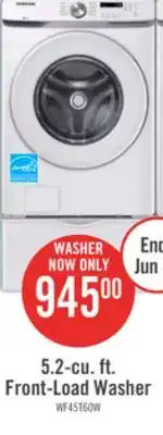The Brick Samsung 5.2 Cu. Ft. Front-Load Washer - WF45T6000AW/US offer
