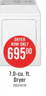 The Brick Whirlpool 7.0 Cu. Ft. Electric Dryer YWED4815EW offer