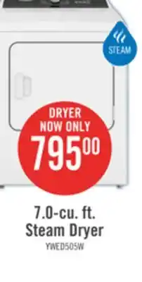 The Brick Whirlpool 7 Cu. Ft. Electric Dryer with Steam - YWED5050LW offer