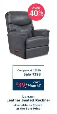 La Z Boy Larson Leather Seated Recliner offer