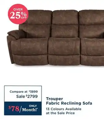 La Z Boy Trouper Fabric Reclining Sofa offer