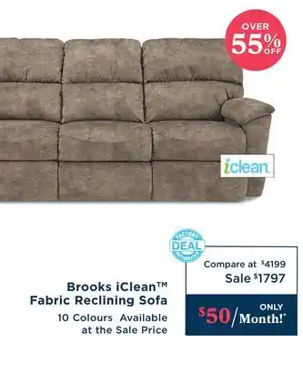 La Z Boy Brooks iClean Fabric Reclining Sofa offer