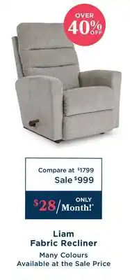 La Z Boy Liam Fabric Recliner offer