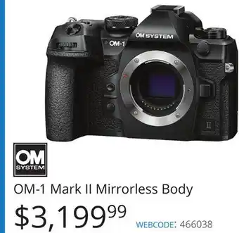 Vistek OM-1 Mark II Mirrorless Body offer