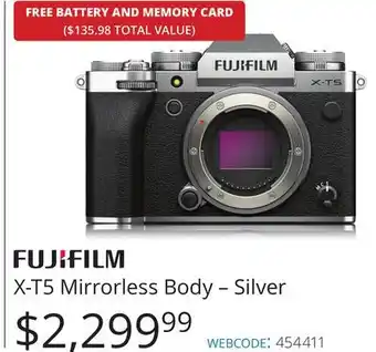 Vistek Fujifilm X-T5 Mirrorless Body-Silver offer