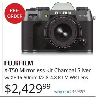 Vistek Fujifilm X-T50 Mirrorless Kit Charcoal Silver w/ XF 16-50mm f/2.8-4.8 R LM WR Lens offer