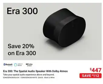 Visions Electronics Sonos Era 300: The Spatial Audio Speaker With Dolby Atmos offer