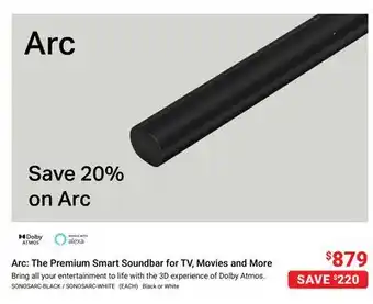 Visions Electronics Arc: The Premium Smart Soundbar for TV, Movies and More offer