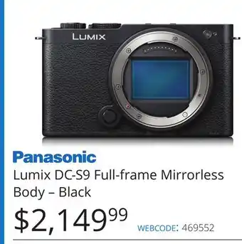 Vistek Panasonic Lumix DC-S9 Full-frame Mirrorless Body-Black offer