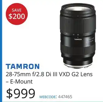 Vistek 28-75mm f/2.8 Di III VXD G2 Lens-E-Mount offer