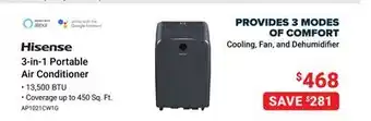 Visions Electronics Hisense 3-in-1 Portable Air Conditioner offer