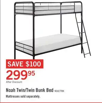The Brick Noah Bunk Bed with Ladder & Guard Rail for Kids, Metal, Dark Bronze - Twin/Twin offer